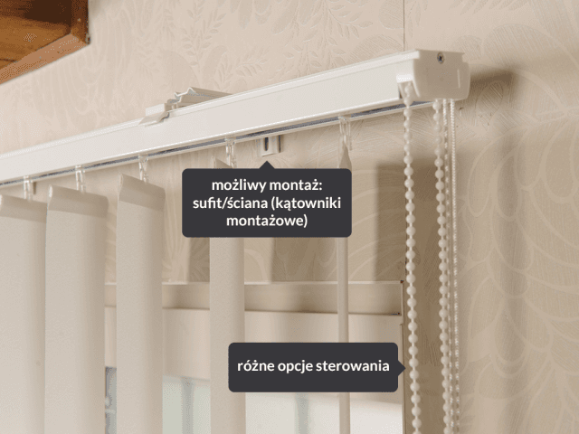 Żaluzja pionowa 127 mm kremowa — opis elementów: sposób montażu i sterowanie